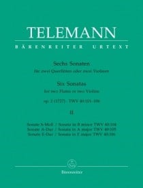 Telemann: 6 Sonatas Opus 2 for 2 Violins or 2 Flutes Volume 2 published by Barenreiter