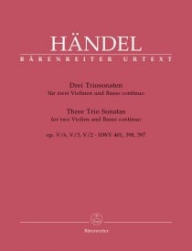 Handel: Three Trio Sonatas Opus 5 published by Barenreiter
