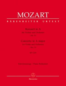 Mozart: Concerto No.5 in A K219 for Violin published by Barenreiter