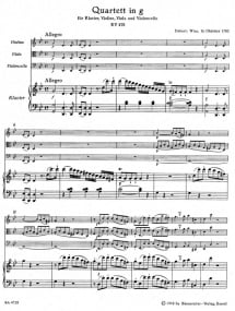 Mozart: Piano Quartet in G minor K478 published by Barenreiter