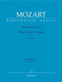 Mozart: Missa brevis in G (K49) published by Barenreiter Urtext - Vocal Score