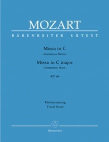 Mozart: Mass in C (K66) (Dominicus-Messe) published by Barenreiter Urtext - Vocal Score