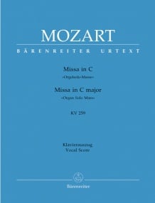 Mozart: Mass in C (K259) (Organ Solo Mass) published by Barenreiter Urtext - Vocal Score