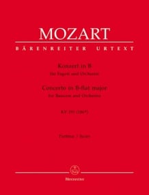 Mozart: Concerto for Bassoon in Bb KV191 published by Barenreiter - Full Score