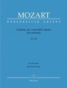 Mozart: Litaniae de venerabili altaris sacramento in E-flat (K243)(Urtext) published by Barenreiter Urtext - Vocal Score