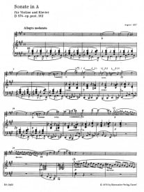 Schubert: Sonata for Violin in A, Op.posth.162 (D.574) for Violin published by Barenreiter