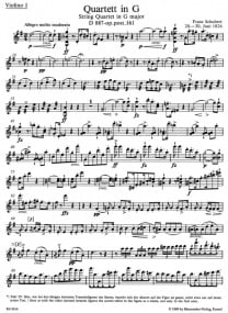 Schubert: String Quartet in G (D887) published by Barenreiter