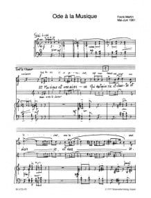 Martin: Ode a la musique (1961) published by Barenreiter - Vocal Score