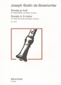 Boismortier: Sonata in G Minor Opus 44 No.4 for Recorder published by Barenreiter