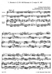 Mozart: 2 Sonatas for Violin, Cello & Piano K46d, 46e published by Barenreiter
