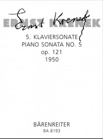 Krenek: Piano Sonata No.5 Opus 121 (1950) published by Barenreiter