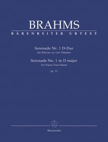 Brahms: Serenade No.1 in D Opus 11 for Piano Duet published by Barenreiter