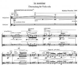Pintscher: in nomine (1999) for Solo Viola published by Barenreiter