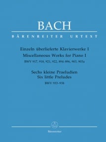 Bach: Miscellaneous Piano Works I published by Barenreiter
