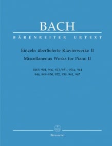 Bach: Miscellaneous Piano Works II published by Barenreiter