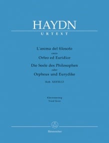 Haydn: L'Anima del filosofo ossia Orfeo ed Euridice (HobXXVIII:13) published by Barenreiter Urtext - Vocal Score