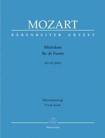 Mozart: Mitridate, Re di Ponto Opera seria (K87) (K74a) published by Barenreiter Urtext - Vocal Score