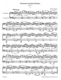 Popper: 15 Easy Melodic, Harmonic and Rhythmic Studies Opus 76 No 1 for Cello published by Barenreiter