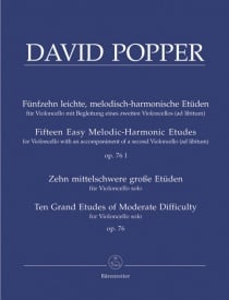 Popper: 15 Easy Melodic, Harmonic and Rhythmic Studies Opus 76 No 1 for Cello published by Barenreiter