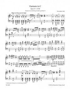 Schubert: Wanderer Fantasy in C Minor Opus 15 D760 for Piano published by Barenreiter