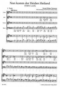 Telemann: Nun komm der Heiden Heiland (TVWV 1: 1174) (Come Thou of Man the Saviour) Cantata for 1st Sunday of Advent published by Barenreiter Urtext - Vocal Score