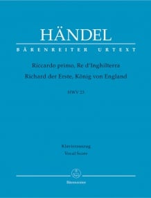 Handel: Riccardi primo, Re d'Inghilterra (HWV 23) published by Barenreiter Urtext - Vocal Score