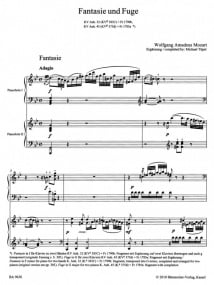 Mozart: Fantasia in G minor and Fuga in G  / Sonata movement (Grave and Presto) in Bb for Two Pianos published by Barenreiter