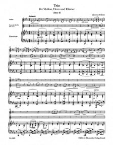 Brahms: Trio for Violin, Horn (Viola or Violoncello) and Piano Opus 40 published by Barenreiter