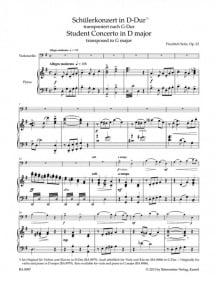 Seitz: Concerto in D Opus 22 for Cello published by Barenreiter