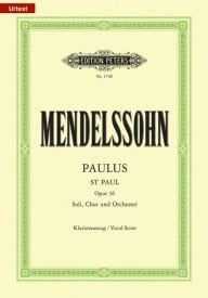 Mendelssohn: St Paul, Op36 published by Peters - Vocal Score