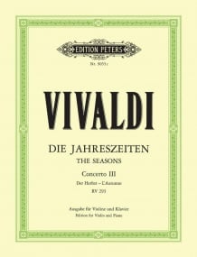 Vivaldi: The Seasons Opus 8 No 3 in F (Autumn) for Violin published by Peters