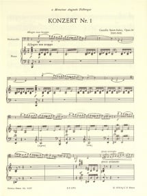Saint-Saens: Concerto No 1 Opus 33 in A Minor for Cello published by Peters Edition