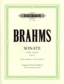 Brahms: Violin Sonata in G Opus 78 arranged for Viola published by Peters