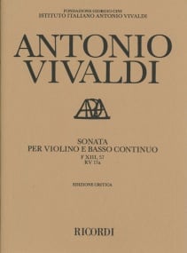 Vivaldi: Sonata FXIII/57 (RV17a) in E minor for Violin published by Ricordi