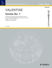 Valentine: Sonata No.1 in F for Descant Recorder published by Schott