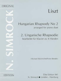 Liszt: Hungarian Rhapsody No 2 for Piano Duet published by Simrock