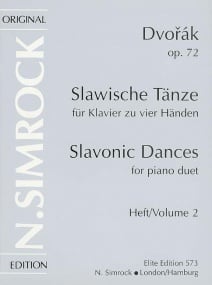 Dvorak: Slavonic Dances Opus 72 Book 2 for Piano Duet published by Simrock