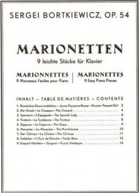 Bortkiewicz: Marionettes Opus 54 for Piano published by Simrock