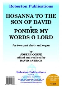 Corfe: Hosanna To The Son & Ponder My Words O Lord 2pt published by Roberton