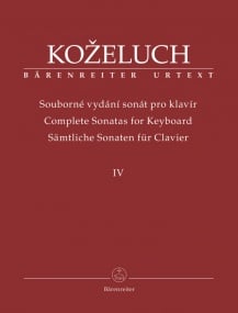 Kozeluch: Complete Sonatas for Keyboard Solo Volume IV published by Barenreiter