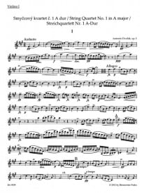 Dvorak: String Quartet No 1 in A Opus 2 published by Barenreiter