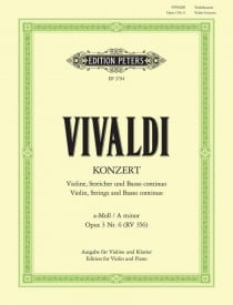 Vivaldi: Concerto in A Minor Opus 3/6 RV356 for Violin published by Peters Edition