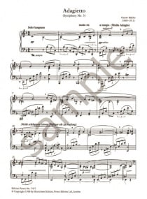 Mahler: Adagietto from Symphony No.5 for Piano published by Peters