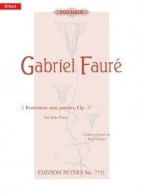Faure: Romance Sans Paroles Opus 17 for Piano published by Peters
