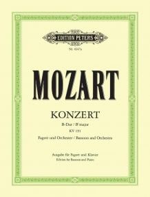 Mozart: Concerto No 1 in Bb KV191 for Bassoon published by Peters