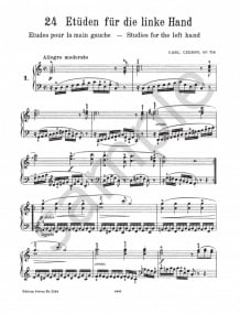 Czerny: 24 Studies for the Left Hand Opus 718 for Piano published by Peters