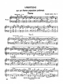 Liadov: Variations Opus 51 for Piano published by Kalmus