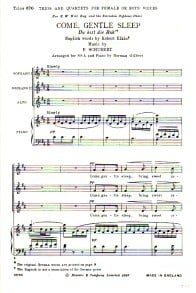 Schubert: Come Gentle Sleep SSA published by Novello