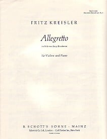 Kreisler: Allegretto in the style of Boccherini for Violin published by Schott