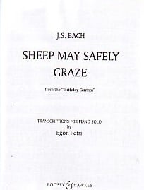 Bach: Sheep May Safely Graze for Piano published by Boosey & Hawkes